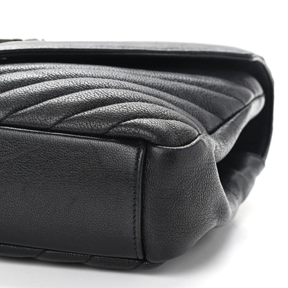 Saint Laurent Sheepskin Matelasse Chevron Monogram Medium College Bag Black 8 of 13