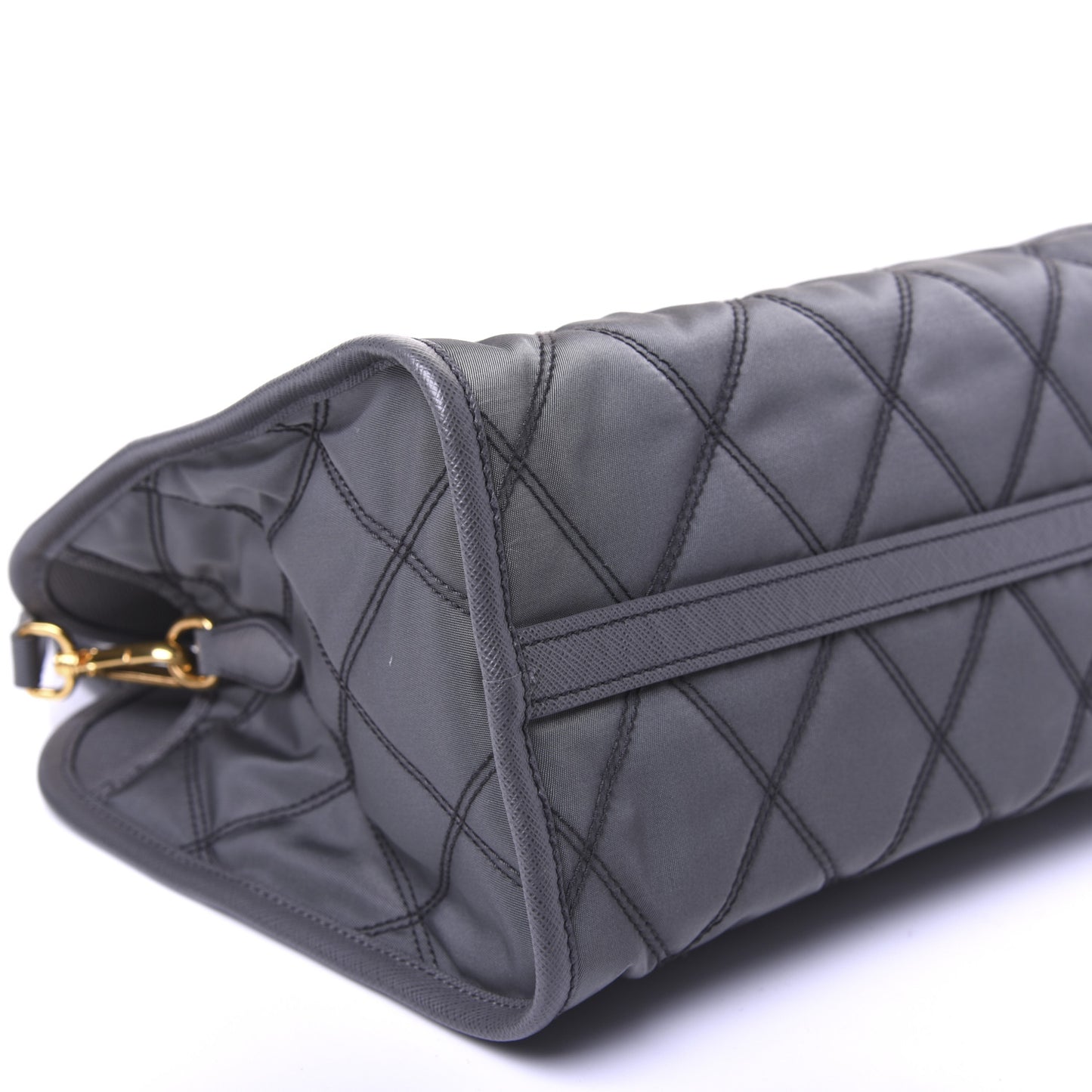 Saffiano Tessuto Nylon Impunturato Quilted Shopper Black Grey