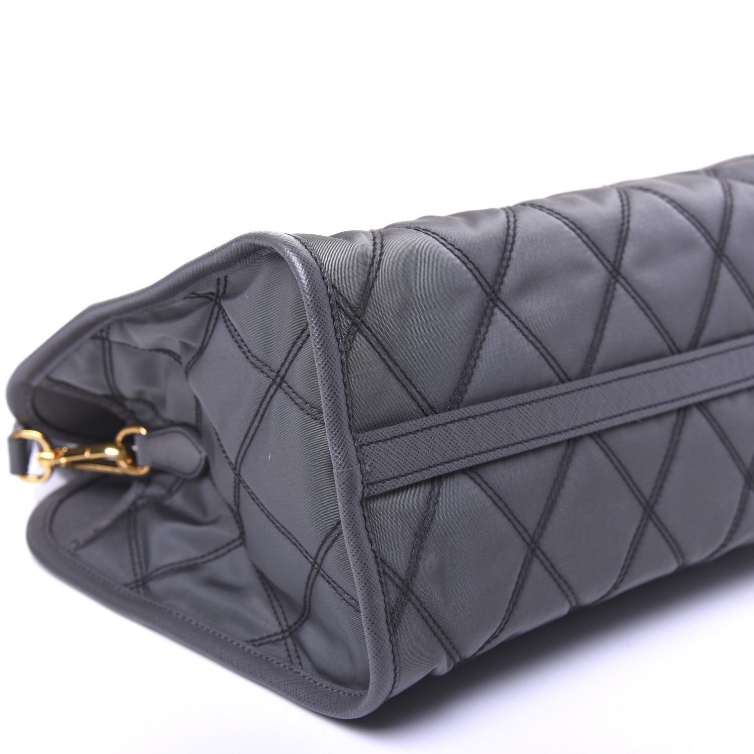 Prada Saffiano Tessuto Nylon Impunturato Quilted Shopper Black Grey 7 of 8