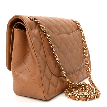 Chanel Lambskin Quilted Jumbo Double Flap Dark Beige 3 of 11