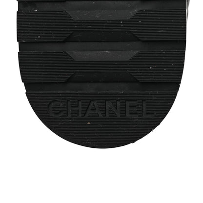 Chanel Shiny Goatskin Calfskin Quilted Lace Up Combat Boots 37 Black 7 of 8