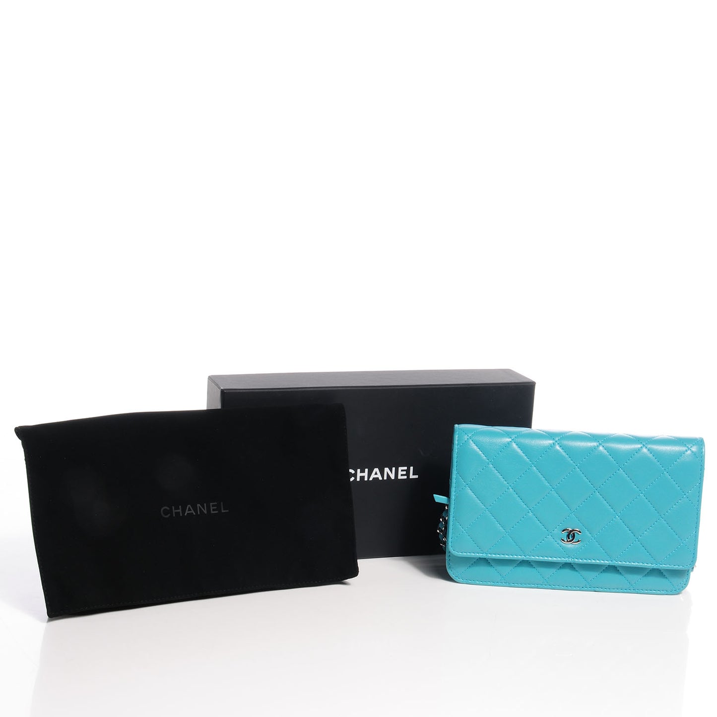 Lambskin Wallet On Chain WOC Turquoise