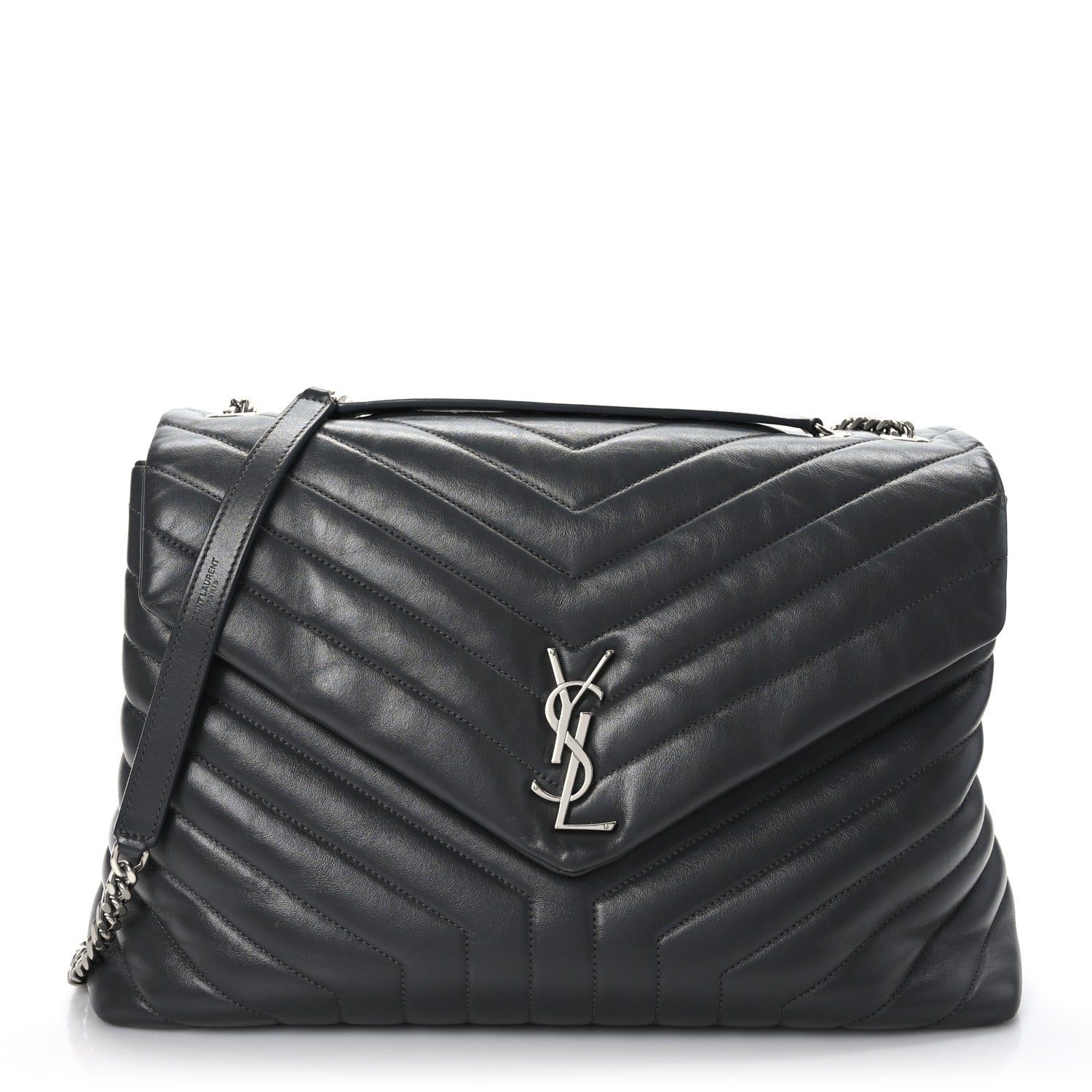 Saint Laurent Calfskin Y Quilted Monogram Large Loulou Chain Satchel Asphalt 1 of 10