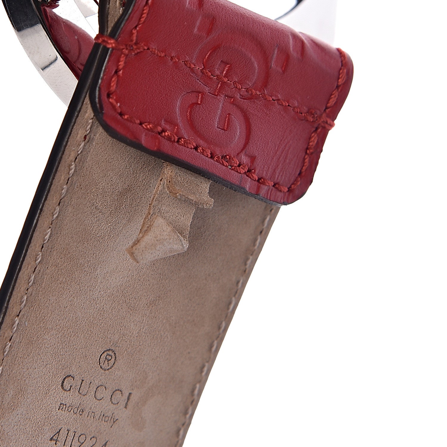 Gucci Guccissima Signature Interlocking G 40mm Belt 95 38 Hibiscus Red 8 of 9