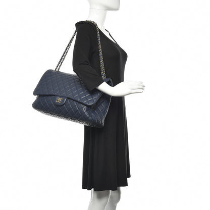 Chanel Calfskin Quilted Small XXL Travel Flap Bag Navy 2 of 10