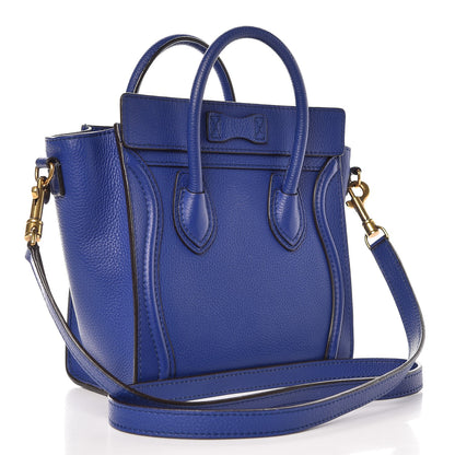 Celine Drummed Calfskin Nano Luggage Indigo 3 of 11