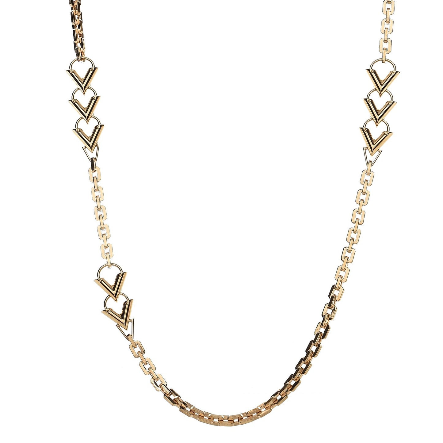 Essential V Chain Long Necklace Gold