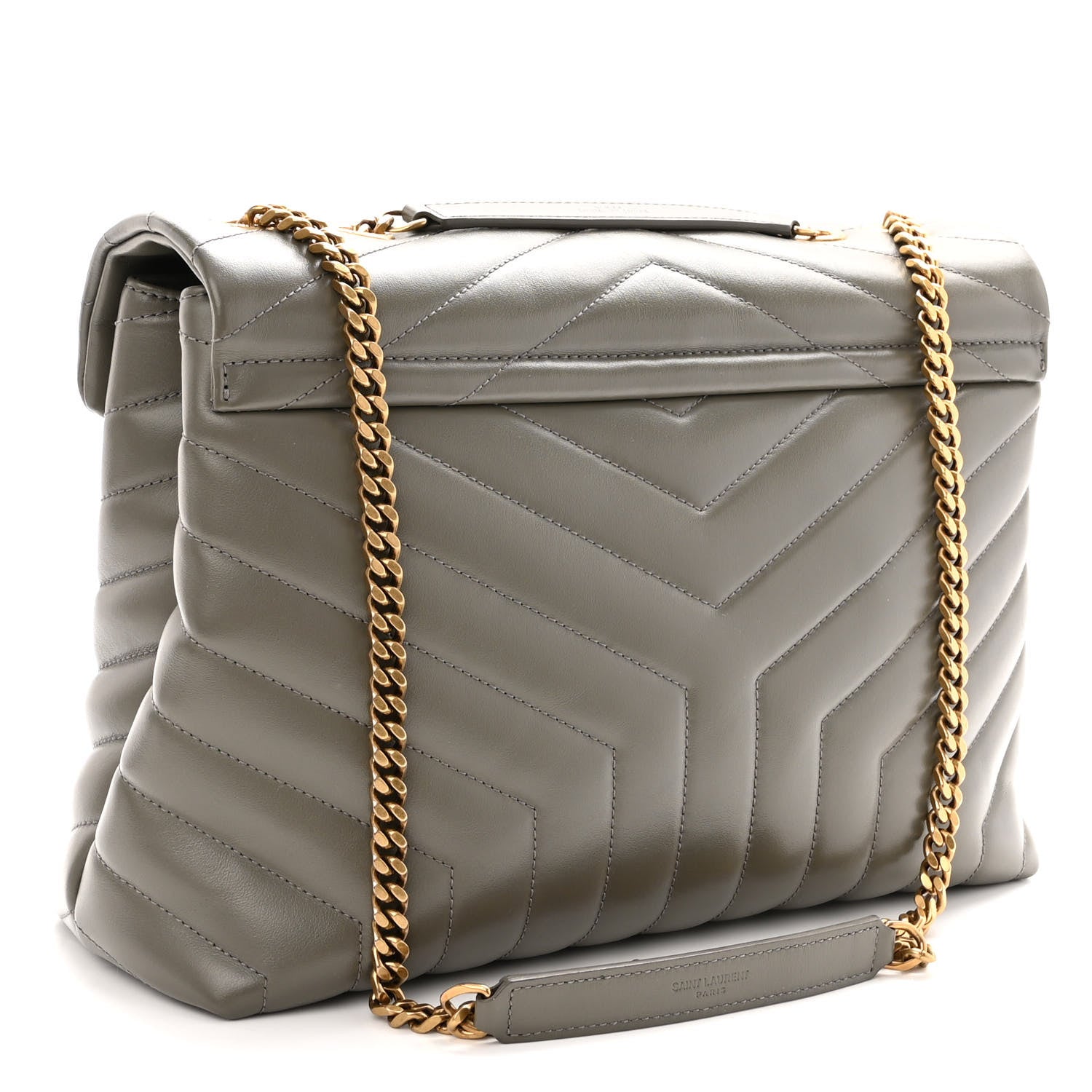 Saint Laurent Calfskin Y Quilted Monogram Medium Loulou Chain Satchel Storm 3 of 9
