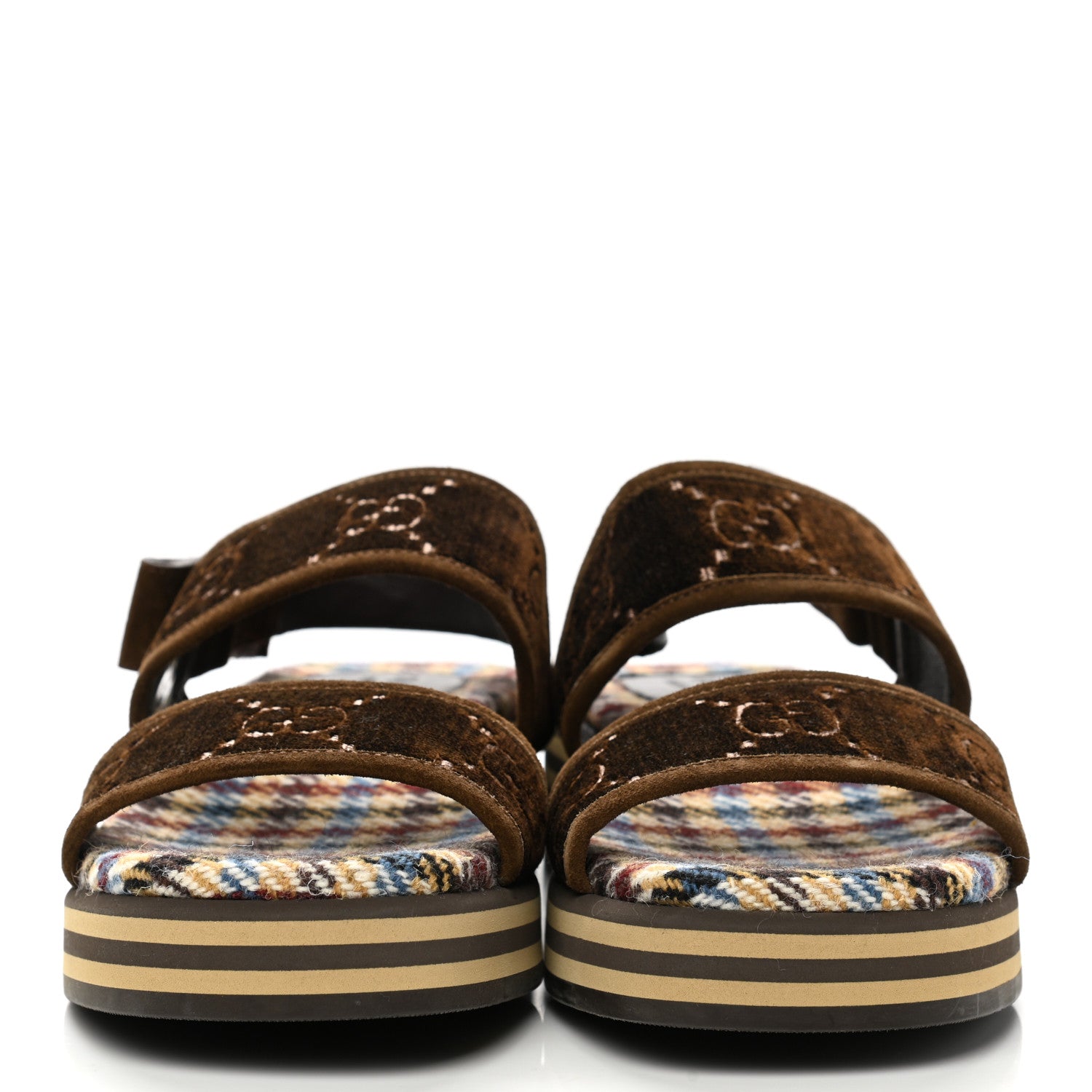 Gucci Velvet GG Monogram Suede Mens Platform Sandals 9 Coffee 2 of 8
