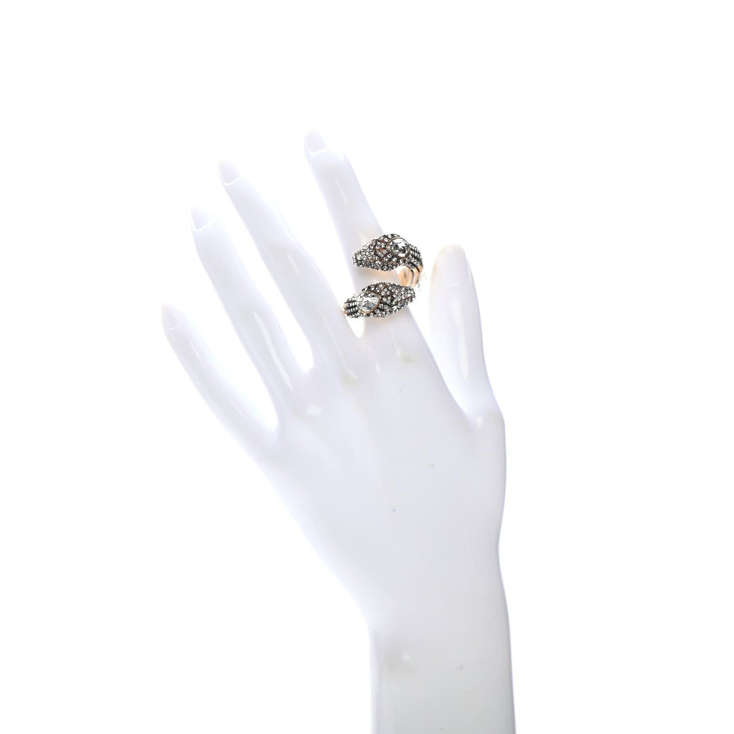 Metal Crystal Snake Ring M White GoldGUCCI Crystals Snake Ring M