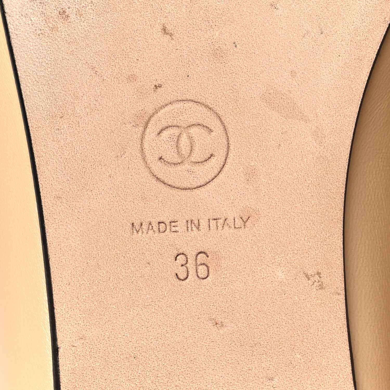 Chanel Lambskin Cap Toe CC Ballerina Flats 36 Beige Black 7 of 11