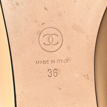 Chanel Lambskin Cap Toe CC Ballerina Flats 36 Beige Black 7 of 11