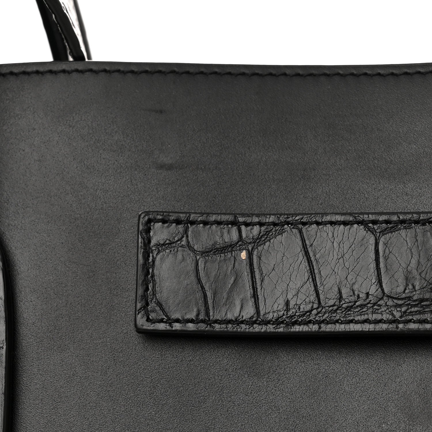 Saint Laurent Calfskin Crocodile Embossed Large Sac De Jour Carryall Black 12 of 13