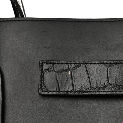 Saint Laurent Calfskin Crocodile Embossed Large Sac De Jour Carryall Black 12 of 13