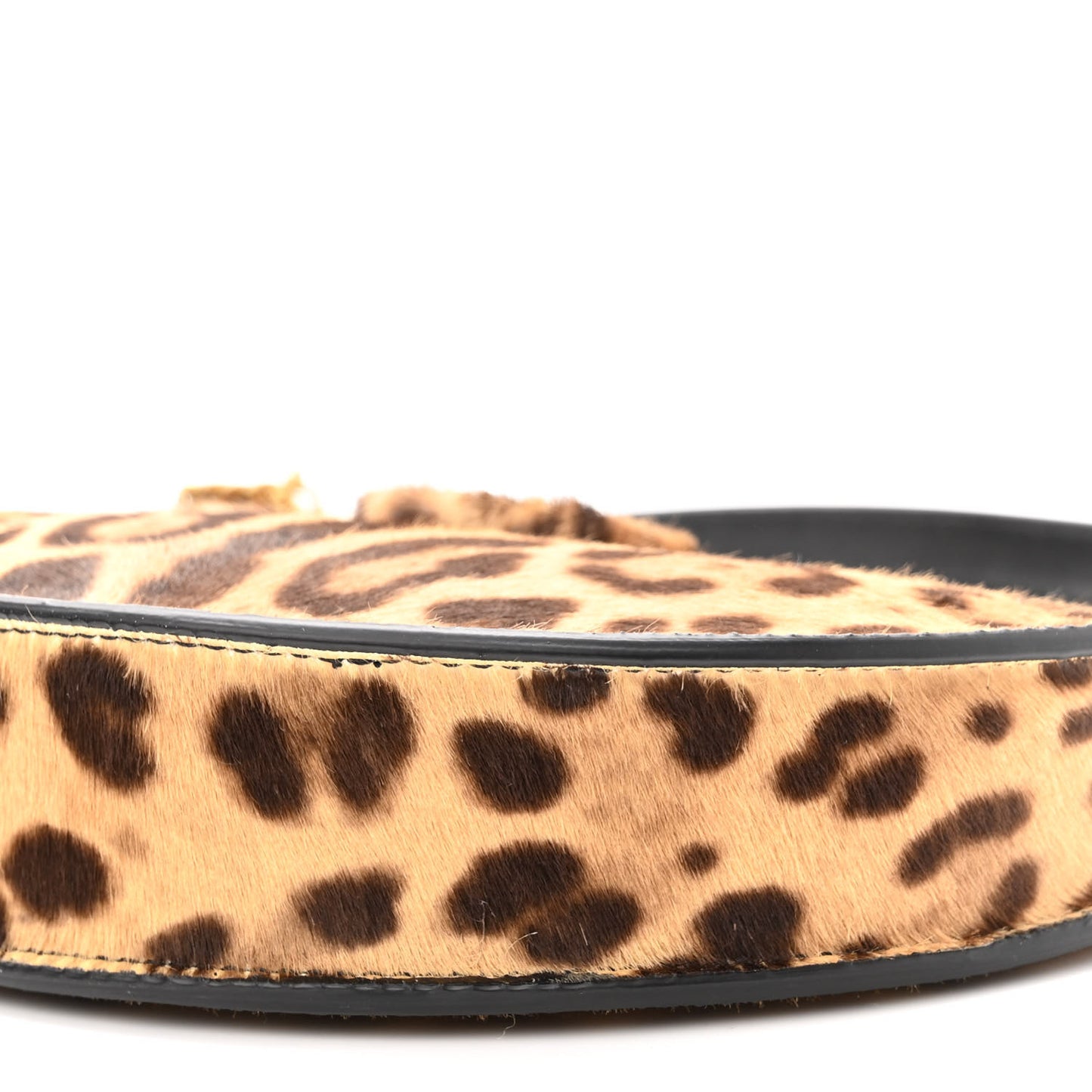 Calf Hair Leopard Print Mini Vlogo Hobo Bag Black Marrone