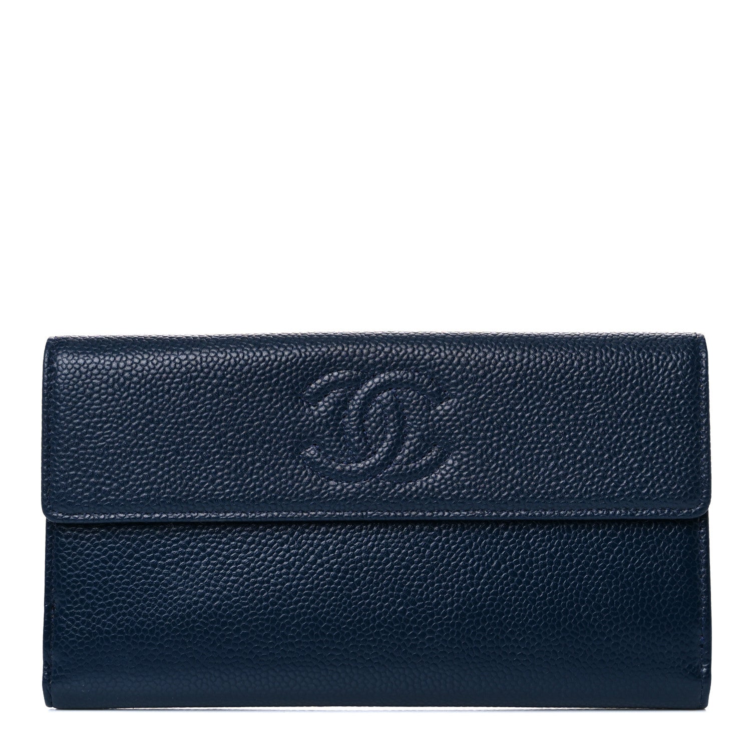 Chanel Caviar Timeless CC French Long Wallet Navy Blue 1 of 10