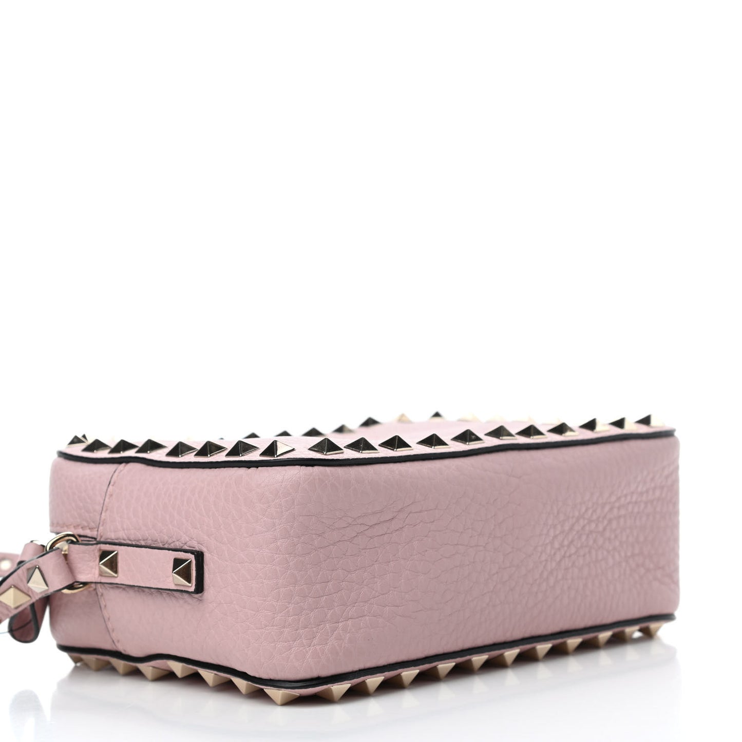 Pebbled Calfskin Rockstud Camera Crossbody Bag Cipria