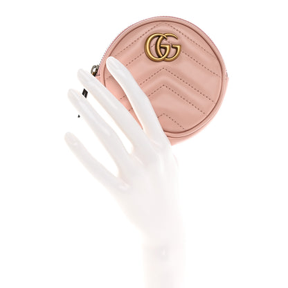 Gucci Calfskin Matelasse GG Marmont Round Coin Purse Perfect Pink 2 of 7
