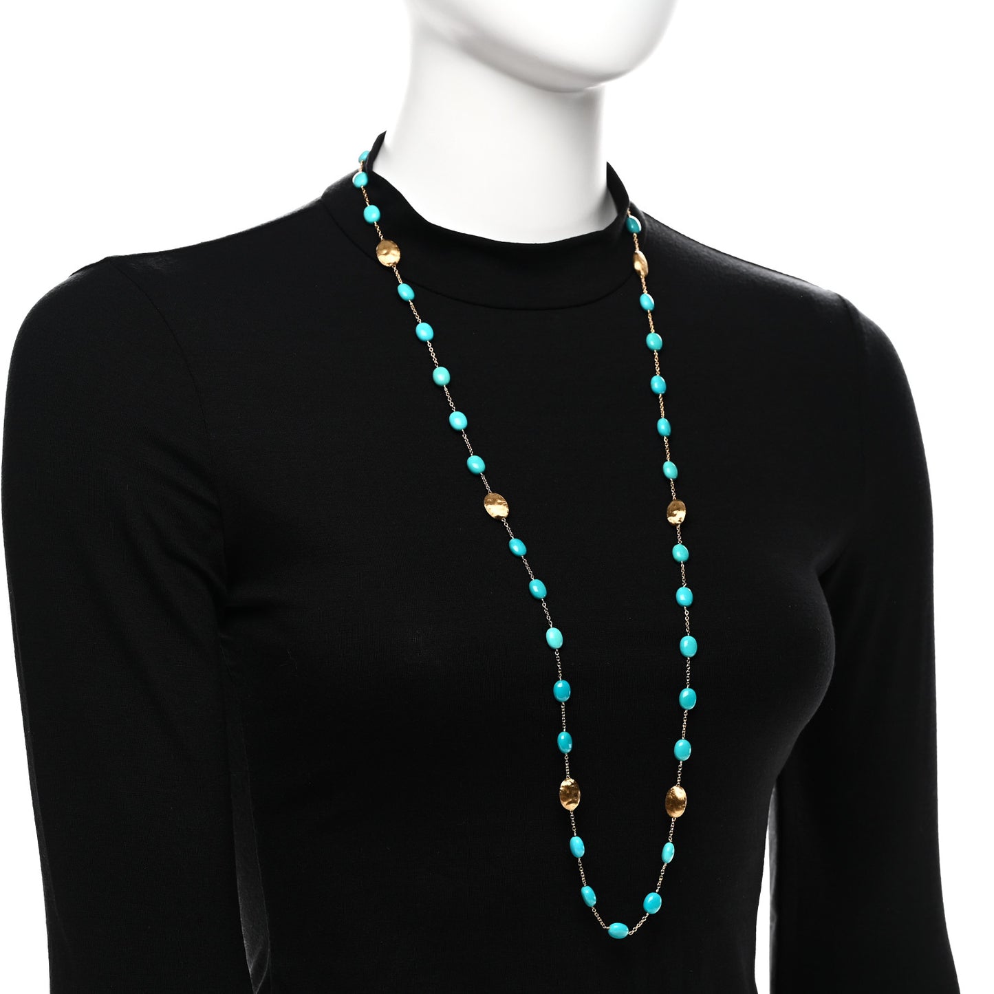 18K Yellow Gold Turquoise Siviglia Long Necklace
