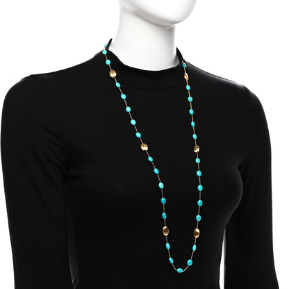 Marco Bicego 18K Yellow Gold Turquoise Siviglia Long Necklace 2 of 6