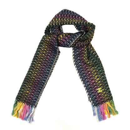 Chanel Cotton Silk CC Woven Scarf Black Multicolor 1 of 4