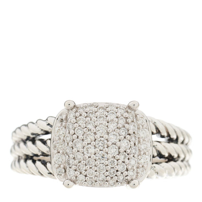 David Yurman Sterling Silver Diamond 10mm Petite Wheaton Ring 54 7 1 of 5