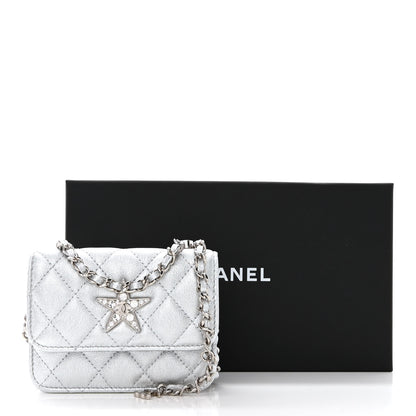 Chanel Metallic Lambskin Crystal Quilted Star Chain Belt Bag Silver 12 of 12