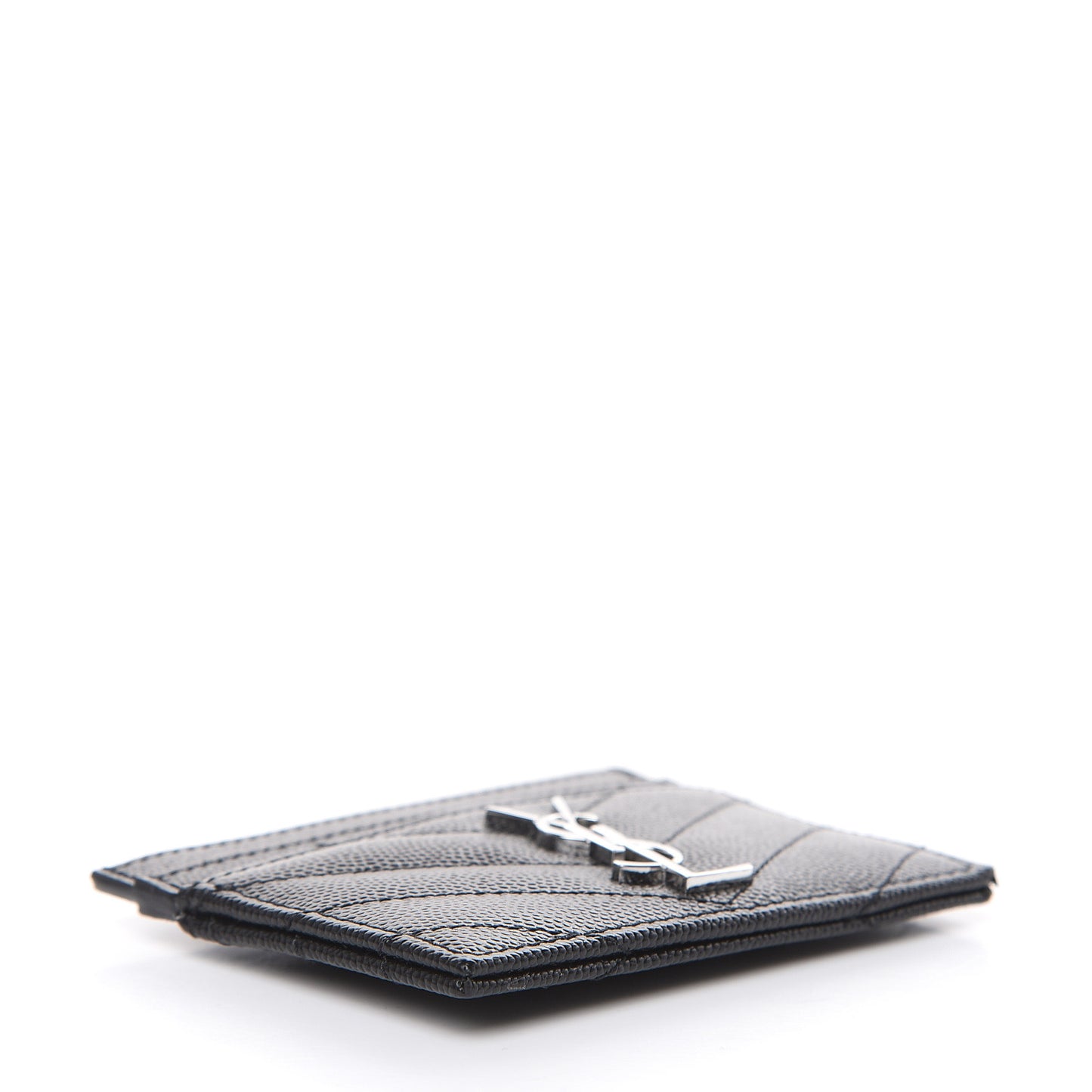 Grain De Poudre Matelasse Chevron Monogram Credit Card Case Black