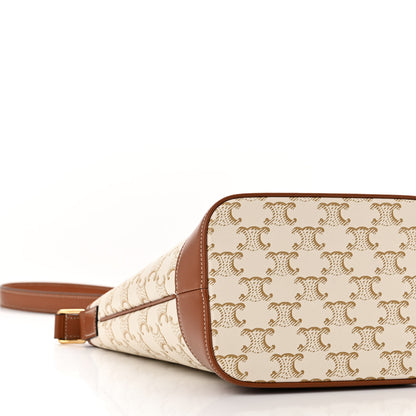 Celine Triomphe Canvas Calfskin Small Bucket Bag White 9 of 11