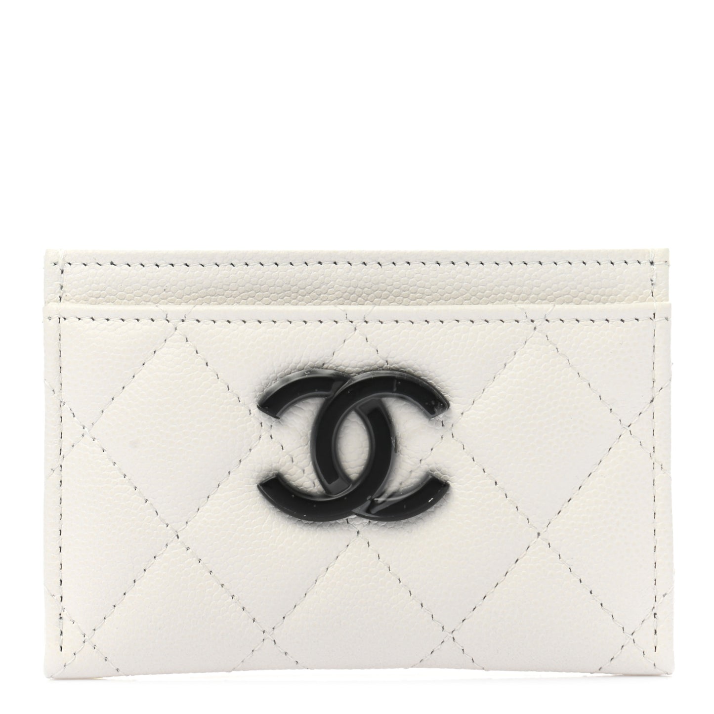 Caviar Quilted My Everything Card Holder White Black