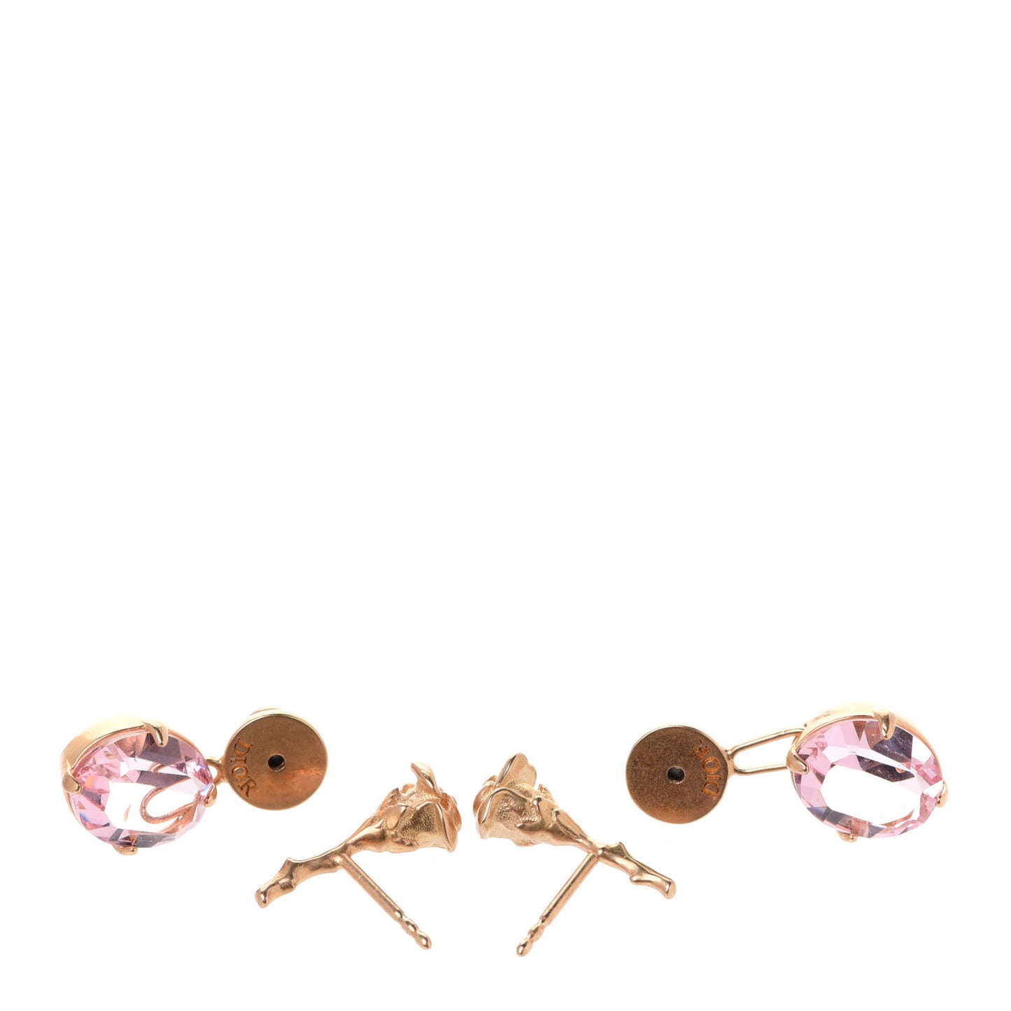 Metal Crystal Dior Dream Drop Earrings Gold Pink