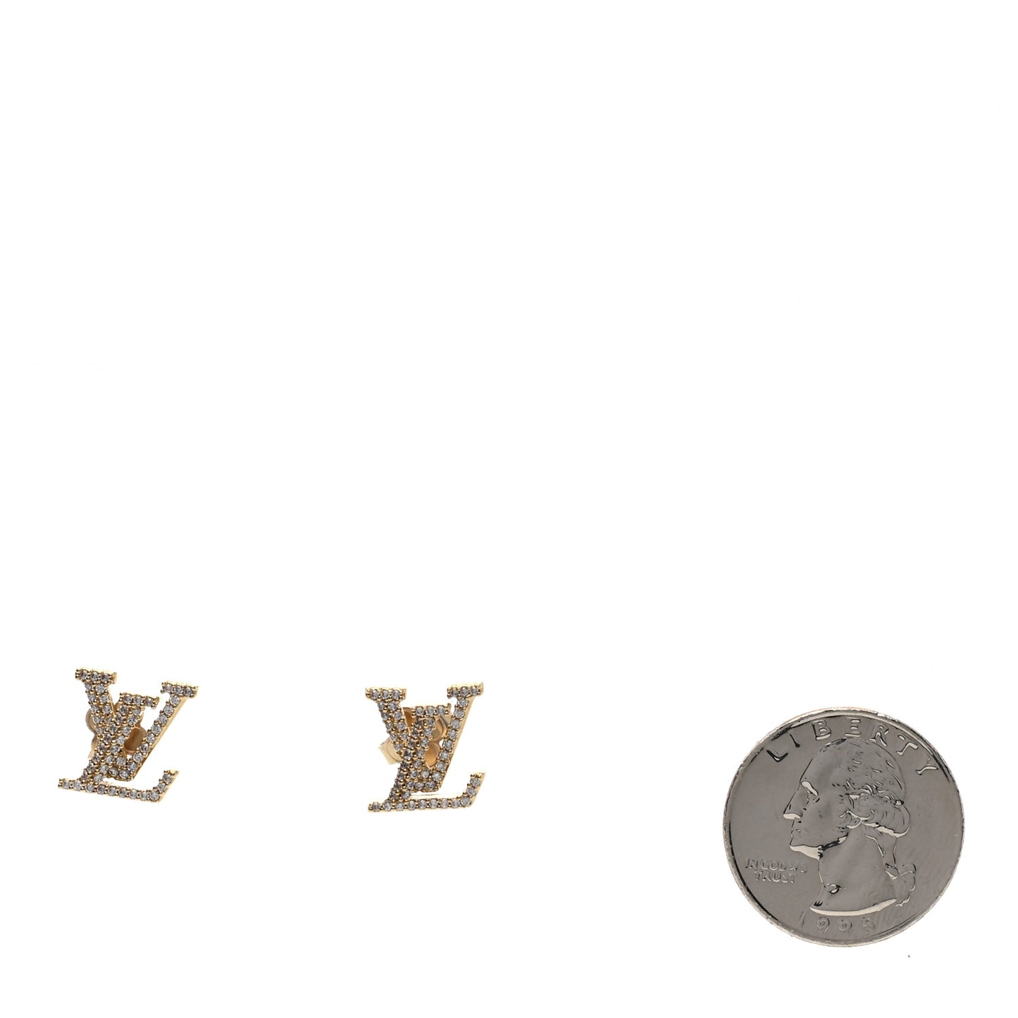 Metal Crystal LV Iconic Earrings Gold