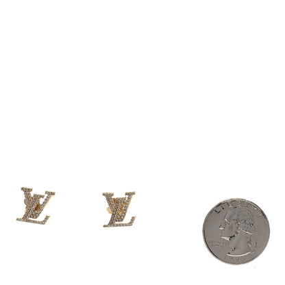 Louis Vuitton Metal Crystal LV Iconic Earrings Gold 2 of 4