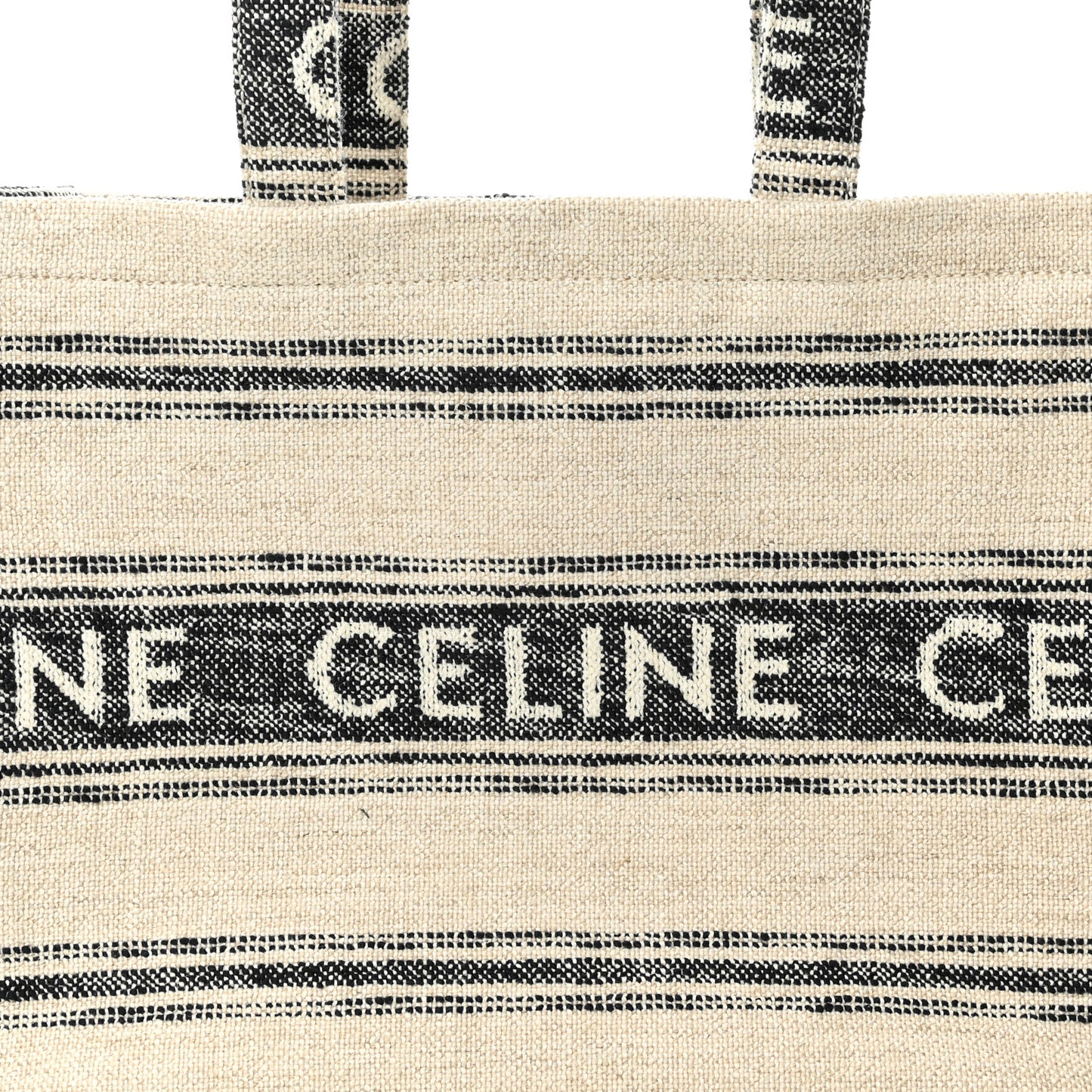 Jacquard Striped Large Cabas Thais White Black