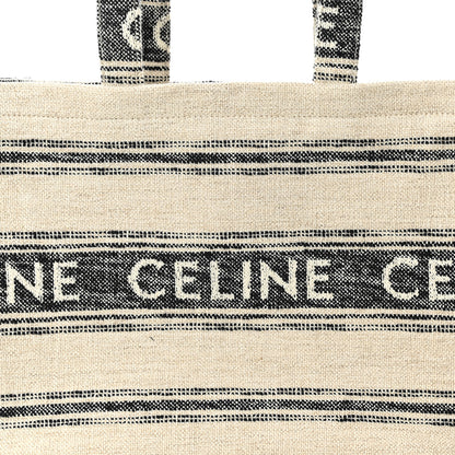 Celine Jacquard Striped Large Cabas Thais White Black 8 of 10