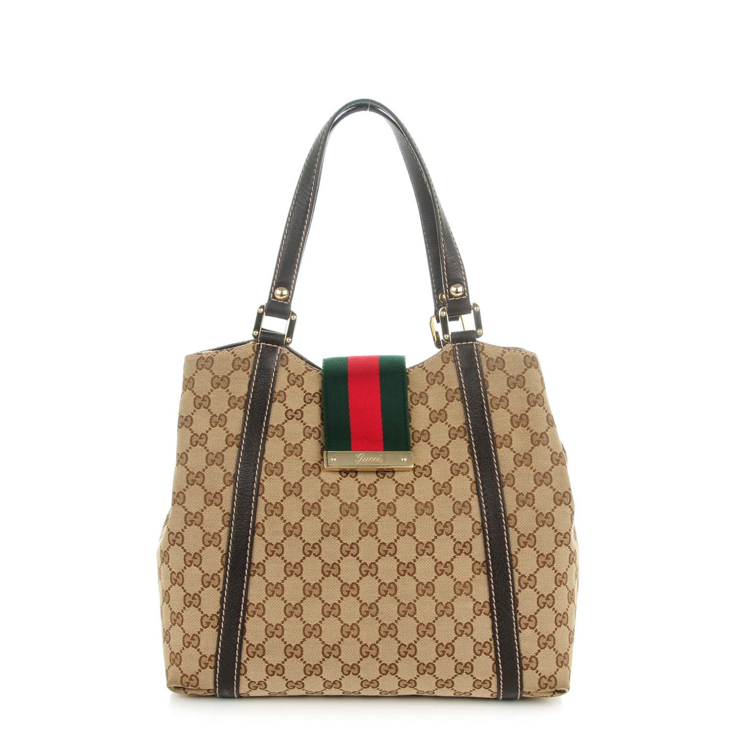 Monogram New Ladies Web Tote Dark Brown