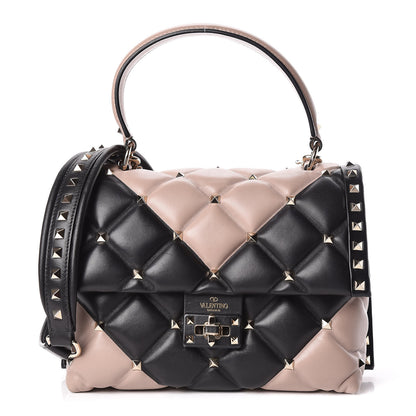 Valentino Garavani Nappa Medium Candystud Top Handle Bag Black Poudre 1 of 16