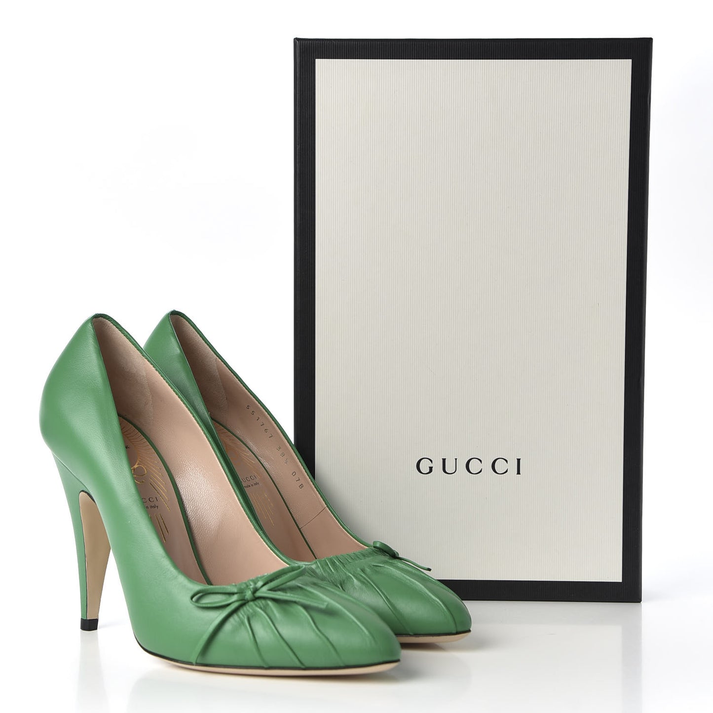 Nappa Bow High Heel Pumps 38.5 New Shamarock