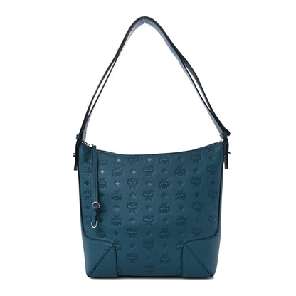 MCM Calfskin Ottomar Monogram Medium Klara Hobo Teal 1 of 12
