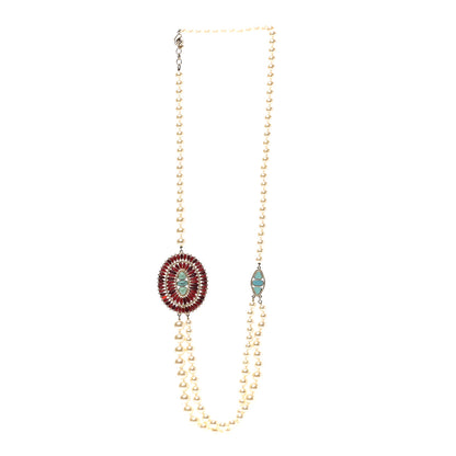 Chanel Graduated Pearl Gripoix Necklace Turquoise Burgundy 3 of 6
