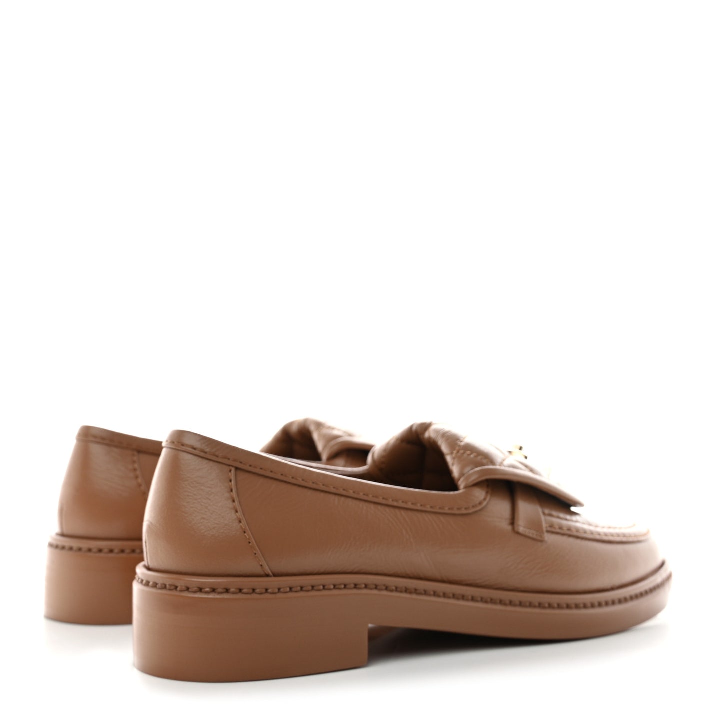 Shiny Crumpled Lambskin Quilted CC Turnlock Loafers 37 Beige