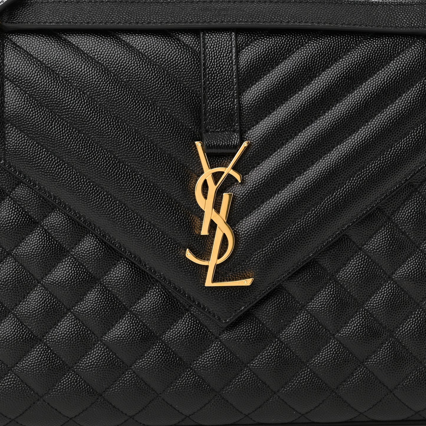 Grain De Poudre Textured Mixed Matelasse Large Triquilt Monogram Satchel Black