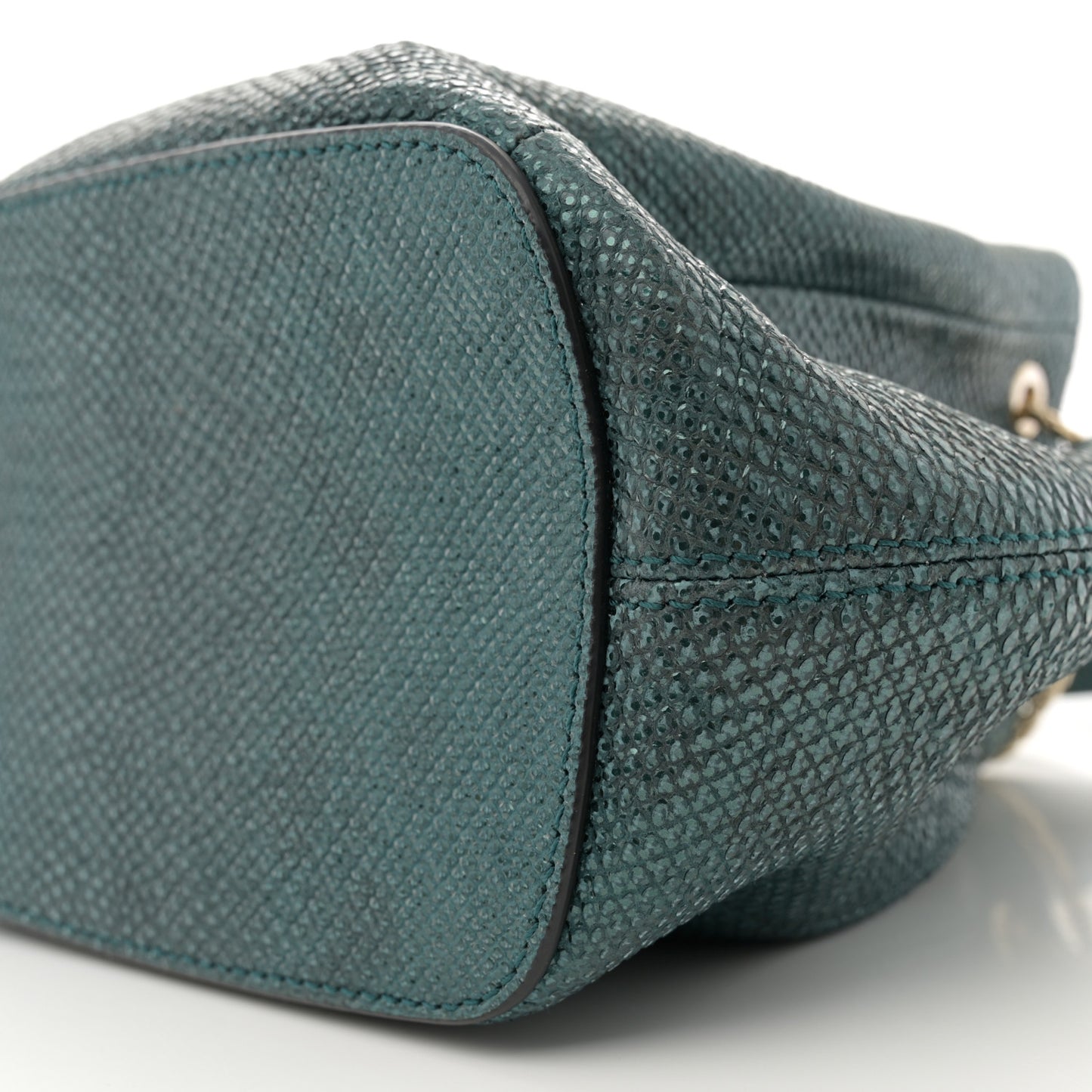 Metallic Karung Serpenti Forever Bucket Bag Emerald Green