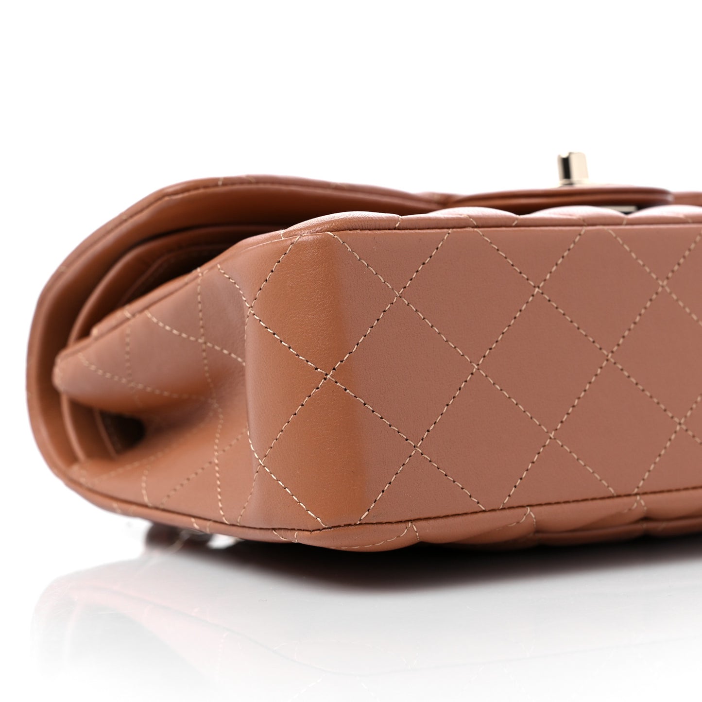 Lambskin Quilted Small Double Flap Brown