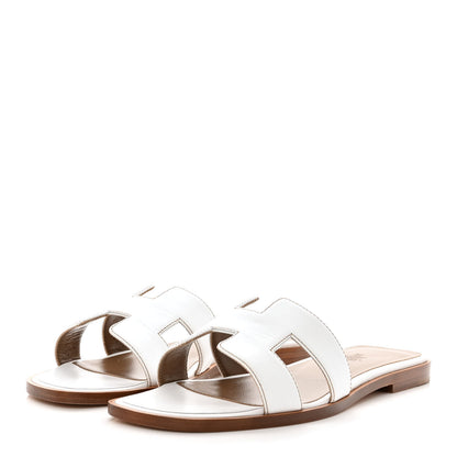Hermes Box Calfskin Oran Sandals 36 White 3 of 9