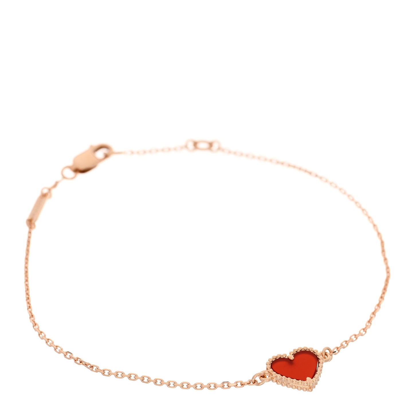 18K Rose Gold Carnelian Sweet Alhambra Heart Bracelet
