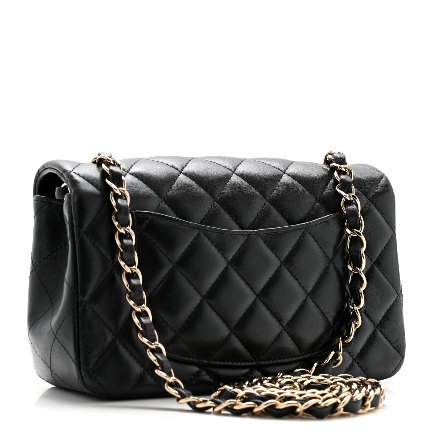 Lambskin Quilted Mini Rectangular Flap Black