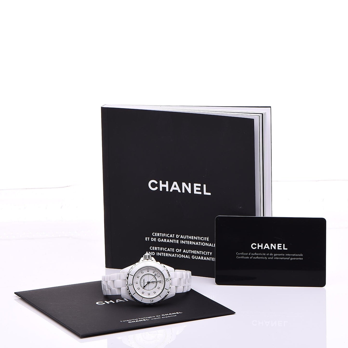 Stainless Steel Ceramic Diamond 33mm J12 Quartz Watch White