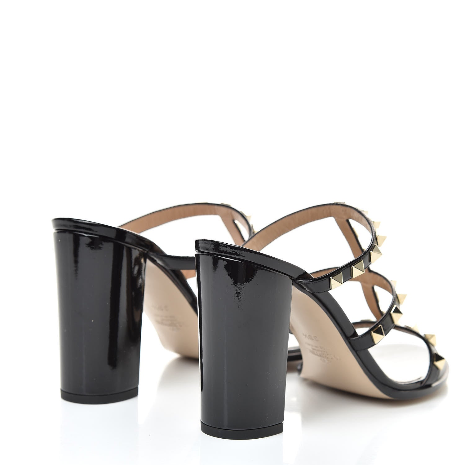 Valentino Garavani Patent Rockstud 90mm Caged Slide Sandals 38.5 Black 4 of 9