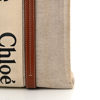 Chloe Linen Calfskin Medium Woody Ribbon Tote White Brown 11 of 18